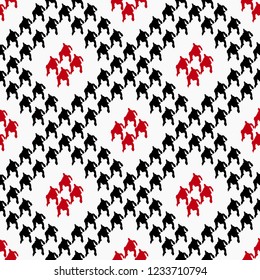 Seamless black and red houndstooth pattern with red textile plaid lines pattern vector eps10