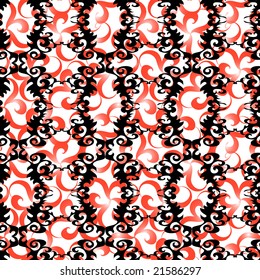 Seamless black and red ornament vector pattern