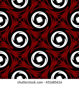 Seamless black, red, white, elements background