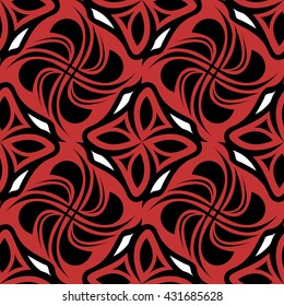 Seamless black, red, white, elements background
