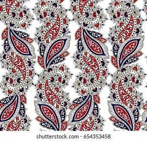 seamless black, red and white floral pattern