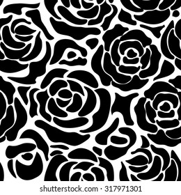 Seamless black roses retro floral pattern. Backgrounds & textures shop.