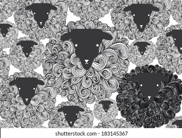 seamless black sheep illustration/vector