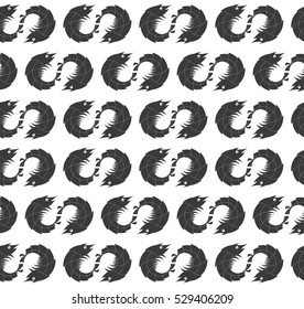 Seamless Black Shrimp Ocean Creature Pattern Background