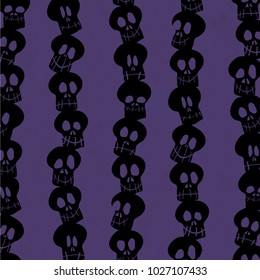 Seamless Black Skull Pole Ultra Violet Structure Background Vector Pattern