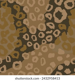 Seamless Black Spring Beautiful Leopard Element Wallpaper. Desert Repeated Elegant Vintage Panther, Seamless Set Pattern. Endless Green Animal Watercolor Texture.