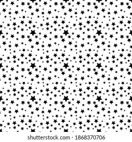 Diseño de patrones de estrellas negras impecables. ilustración de estrella simple. Un hermoso patrón para imprimir, cubrir, embalar, fondo, papel pintado, etc.