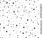 Seamless black stars pattern white background
