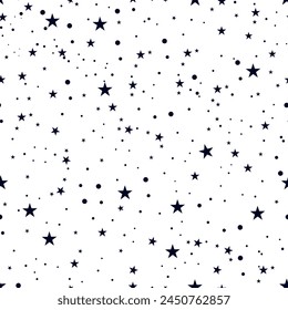 Seamless black stars pattern white background