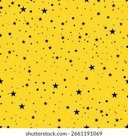 Seamless black stars with yellow background