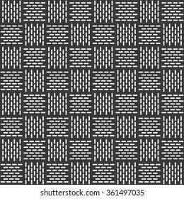 Seamless black stitched plaid textile pattern vector