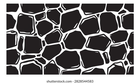 seamless black stone wall graphic pattern with white joints for decorative background design and vector illustration surface elements