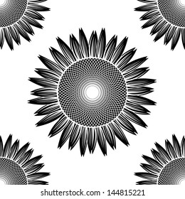 seamless black sunflower pattern vector 