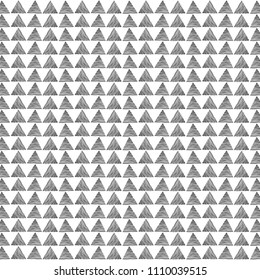 Seamless black triangle hand drawn a pattern isolated on white background. Geometric abstract texture. Vector illustration