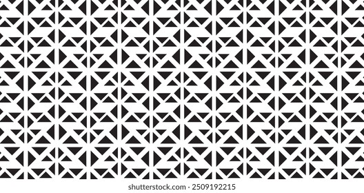 Seamless black vector background pattern with lines, triangles.