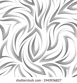 Seamless black vector pattern of angles and flowing lines.Texture of lines drawn with a pen.Elegant background.