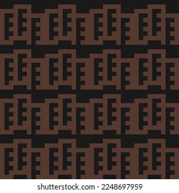 seamless black victorian geometric pattern with mosaic brown ornament
