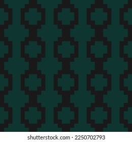 seamless black victorian geometric pattern with green mosaic ornament