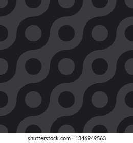 Seamless black vintage op art illusion rounds and waves pattern vector