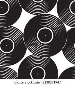 Seamless black vinyl record flat concept background