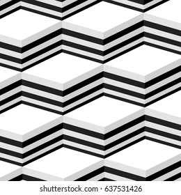 Seamless Black And White 3D Optical Pattern