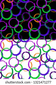 The seamless black and white abstract brush stoke pattern. The creative colorful hand drawn background with circles for your design. Textile, blog decoration, banner, poster, wrapping paper.