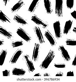 The seamless black and white abstract brush stoke pattern. The creative monochrome hand drawn background for your design. Textile, blog decoration, banner, poster, wrapping paper.