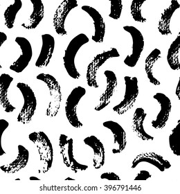 The seamless black and white abstract brush stoke pattern. The creative monochrome hand drawn background for your design. Textile, blog decoration, banner, poster, wrapping paper.