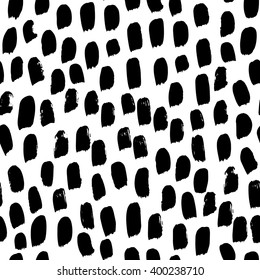 The seamless black and white abstract brush stoke pattern. The creative monochrome hand drawn background for your design. 