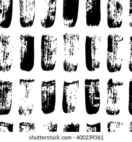 The seamless black and white abstract brush stoke pattern. The creative monochrome hand drawn background for your design. 