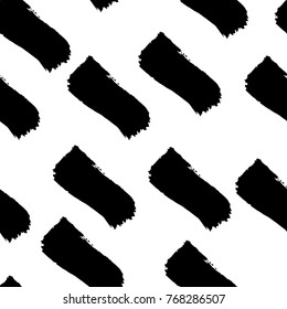 The seamless black and white abstract brush stoke pattern. The creative monochrome hand drawn background for your design.