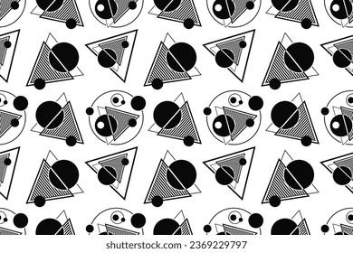 Seamless. Black and white abstract geometric background. Modern minimal poster.
