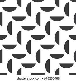 Seamless black and white abstract half ellipse diagonal pattern vector