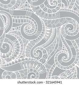 Seamless  black and white  abstract hand-drawn pattern, waves background. Doodle  Illustration Design 