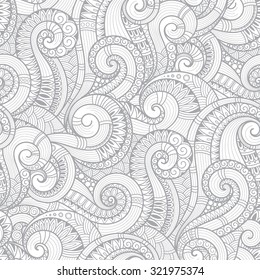 Seamless  black and white  abstract hand-drawn pattern, waves background. Doodle  Illustration Design 