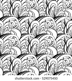 seamless black and white abstract hand-drawn pattern 
