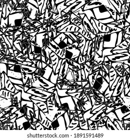 Seamless black and white abstract pattern. Grunge background monochrome repeating