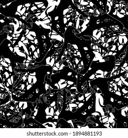 Seamless black and white abstract pattern. Grunge background monochrome repeating