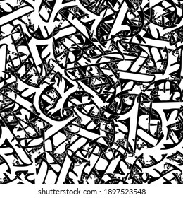 Seamless black and white abstract pattern. Grunge background monochrome repeating