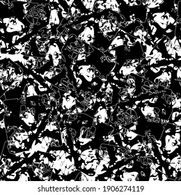 Seamless black and white abstract pattern. Grunge background monochrome repeating
