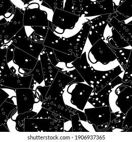 Seamless black and white abstract pattern. Grunge background monochrome repeating