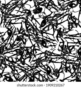 Seamless black and white abstract pattern. Grunge background monochrome repeating