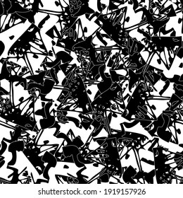Seamless black and white abstract pattern. Grunge background monochrome repeating
