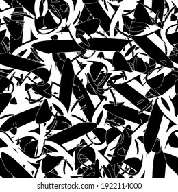 Seamless black and white abstract pattern. Grunge background monochrome repeating
