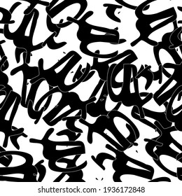 Seamless black and white abstract pattern. Grunge background monochrome repeating