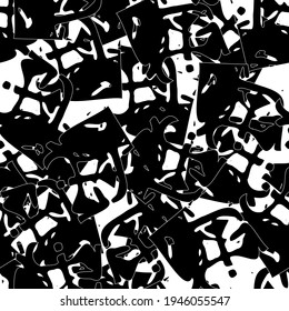 Seamless black and white abstract pattern. Grunge background monochrome repeating