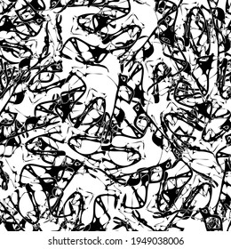 Seamless black and white abstract pattern. Grunge background monochrome repeating