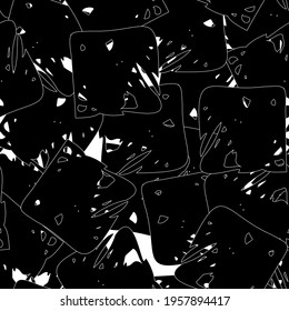 Seamless black and white abstract pattern. Grunge background monochrome repeating