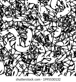 Seamless black and white abstract pattern. Grunge background monochrome repeating