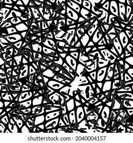 Seamless black and white abstract pattern. Grunge background monochrome repeating